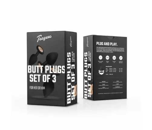 EasyToys Anal Plug Set Flexible Silicone 3 Sizes Black 8719934001787 |  Love-Store.eu