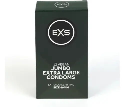EXS Jumbo 12-Pack Wide Fit Latex Condoms 69mm Pre-Lubricated | Love-Store.eu