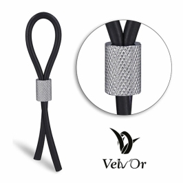 Velv'Or JBoa 303 Adjustable Silicone Ring Black & Silver 13cm