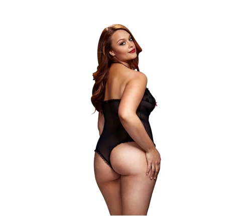 Baci Lace Bodysuit Black Queen Size - Elegant Floral Pattern Lingerie