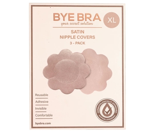 Bye Bra - Satin Nipple Covers XL Nude 3 Pairs