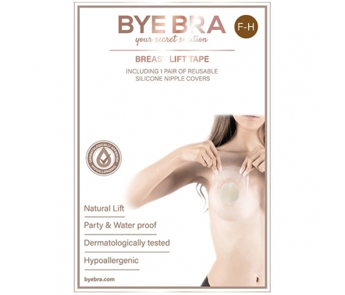 Bye Bra - Breast Lift & Fabric Nipple Covers F-H Nude 3 Pairs