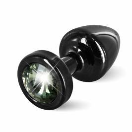 Diogol Anni Round 25 mm Black Plug with Swarovski Crystal Accent