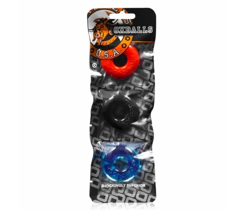 Oxballs Ringer Do-Nut 1 Set - 3-Pack, Multi-Color, Thick FLEX-TPR Rings