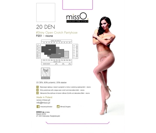 MissO P201 Sheer Tights with Open Gusset Beige XXL