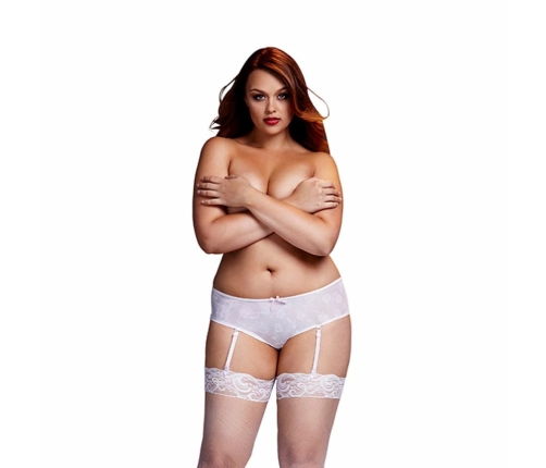 Baci - Rose Crotchless Boyshort White XL