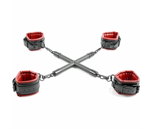Sportsheets Saffron Adjustable Hog Tie & Cuff Set, Red-Black, Vegan Leather