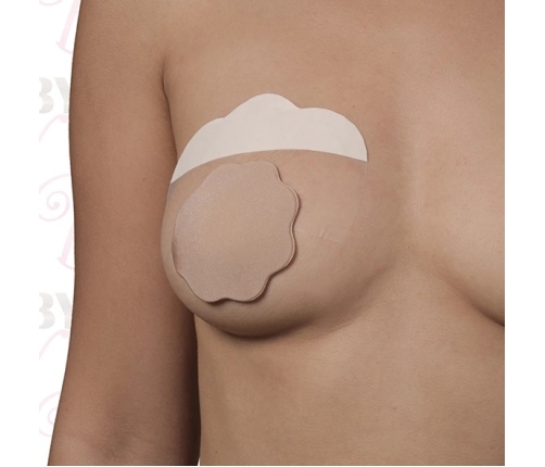Bye Bra - Breast Lift & Fabric Nipple Covers F-H Nude 3 Pairs