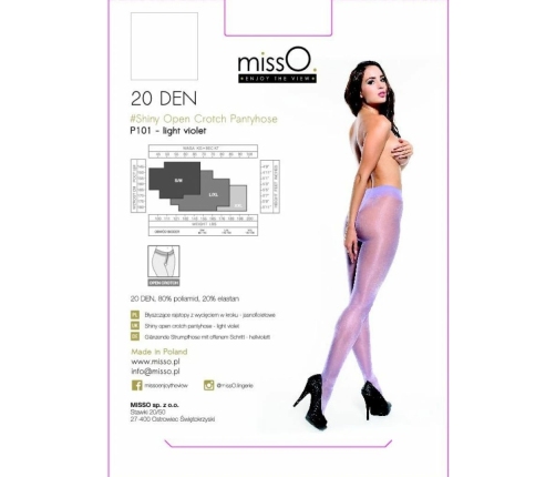 MissO P101 Sheer Lavender Tights with Open Gusset L/XL