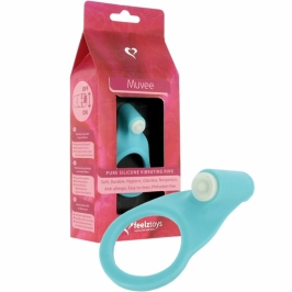 FeelzToys Muvee Blue silikonowy pierścień wibrujący, wymienne baterie
