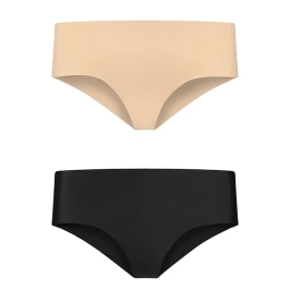 Bye Bra Invisible Panties XL - Nude & Black Seamless 2-Pack Comfort Fit Bye Bra Invisible Panties XL - Nude & Black Seamless 2-Pack Comfort Fit