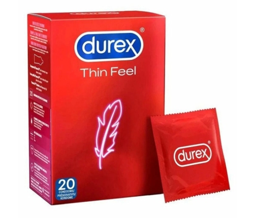 Durex Thin Feel 20 szt - cienkie prezerwatywy, standardowy rozmiar
