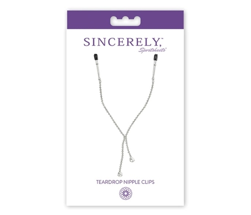 Sportsheets Sincerely Teardrop ozdobne klipsy na ciało z łańcuszkiem 45,7cm