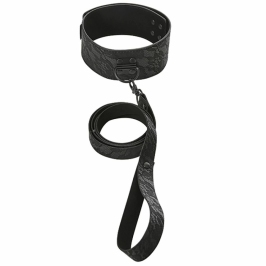 Sportsheets Sincerely Locking Lace Collar & Leash - Adjustable Black Design Sportsheets Sincerely Locking Lace Collar & Leash - Adjustable Black Design