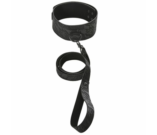 Sportsheets Sincerely Locking Lace Collar & Leash - Adjustable Black Design