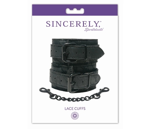 Sportsheets Sincerely Lace Cuffs - Elegant Black Adjustable Model