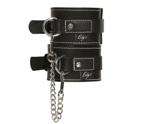 Sportsheets Edge Leather Wrist System - Adjustable, Black, 22.8-35.5cm