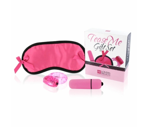 LoversPremium Tease Me Gift Set Pink - Zestaw akcesoriow z opaską i wibracją