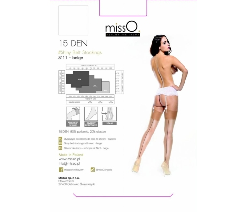 MissO S111 Beige Classic Stockings for Garter Belt S/M