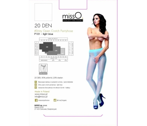 MissO P101 Sheer Blue Tights with Opening XXL