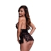 Baci Lace Babydoll Black One Size - Floral Open-Back Chemise