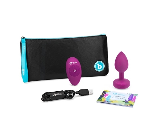 b-Vibe Vibrating Jewel Plug S/M Pink Ruby Silicone, 15 Modes, USB