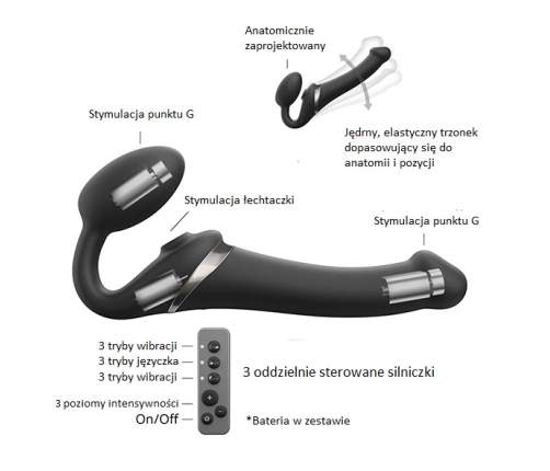 Strap-On-Me Multi Orgasm Black S - model intymny z 3 silnikami, pilot