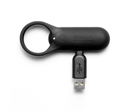 Tenga SVR Smart Vibe Ring Plus Black - silikonowy pierścień wibrujący