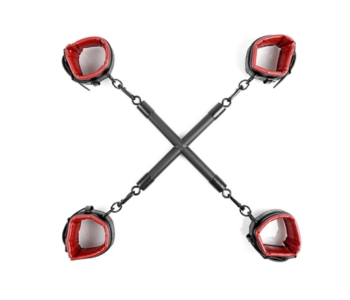 Sportsheets Saffron Adjustable Hog Tie & Cuff Set, Red-Black, Vegan Leather