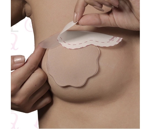 Bye Bra - Breast Lift & Fabric Nipple Covers F-H Nude 3 Pairs