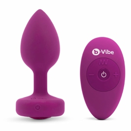 b-Vibe Vibrating Jewel Plug S/M Pink Ruby Silicone, 15 Modes, USB