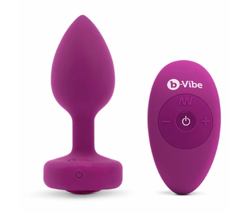 b-Vibe Vibrating Jewel Plug S/M Pink Ruby Silicone, 15 Modes, USB