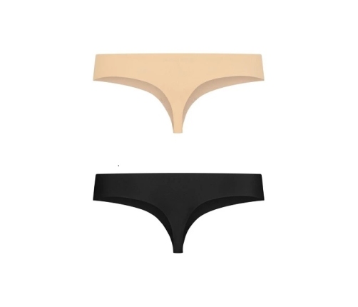 Bye Bra Invisible Thong S Nude & Black 2-Pack - Seamless Comfort