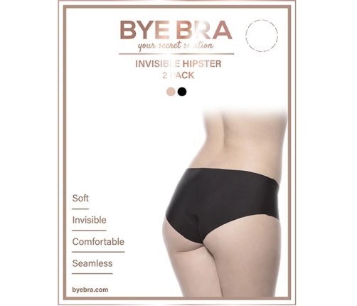 Bye Bra Invisible Hipster Set Nude & Black S - Seamless Comfort 2-Pack