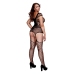 Baci Bodystocking Queen Size Fishnet Corset-Style Black Bodysuit
