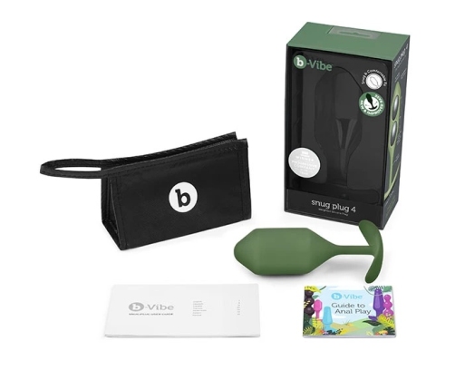 b-Vibe Snug Plug 4 Weighted Silicone Anal Model Army Green 257g 4.3x14cm