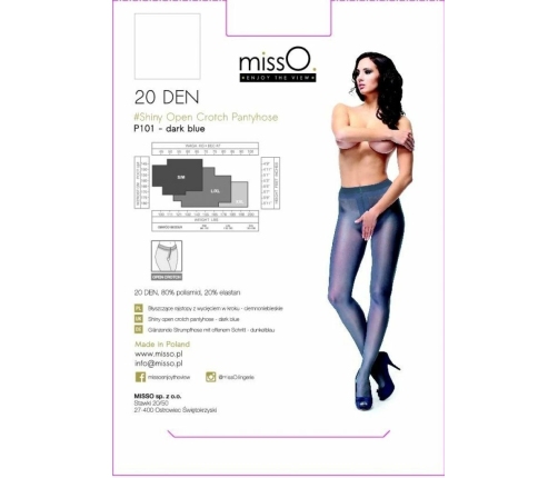 MissO P101 Open-Cut Tights Shiny Dark Blue S/M