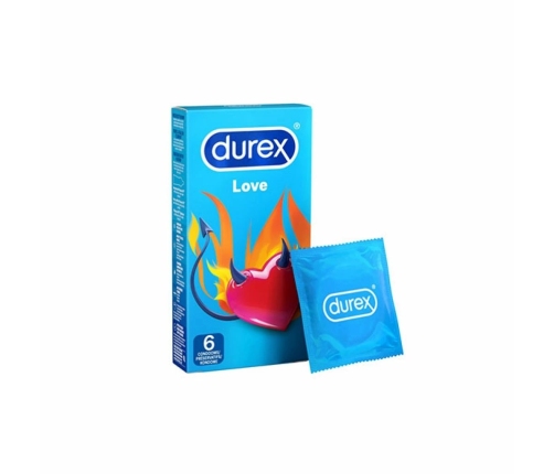Durex Love 6 szt. - prezerwatywy lateksowe, gładkie, silikonowy lubrykant