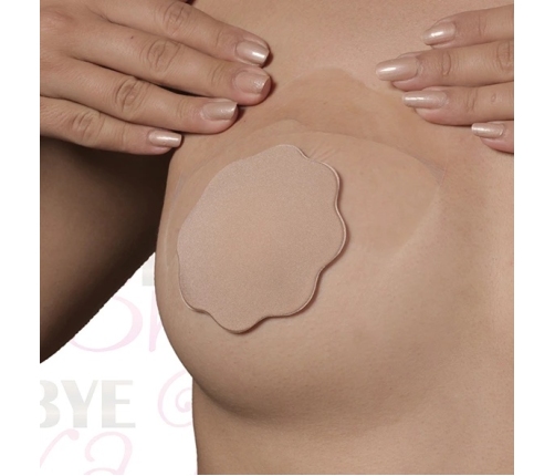 Bye Bra - Breast Lift & Fabric Nipple Covers F-H Nude 3 Pairs