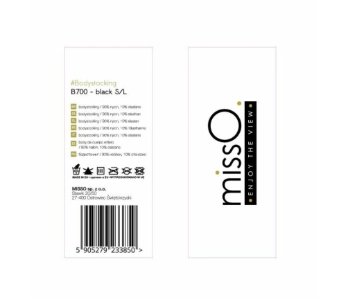 MissO B700 Bodystocking, Mesh Design, Universal Size S/L, Black