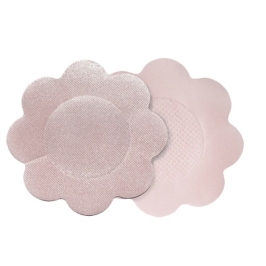 Bye Bra Satin Nipple Covers XL Nude - 3 Pairs, Discreet Adhesive, Flower Shape