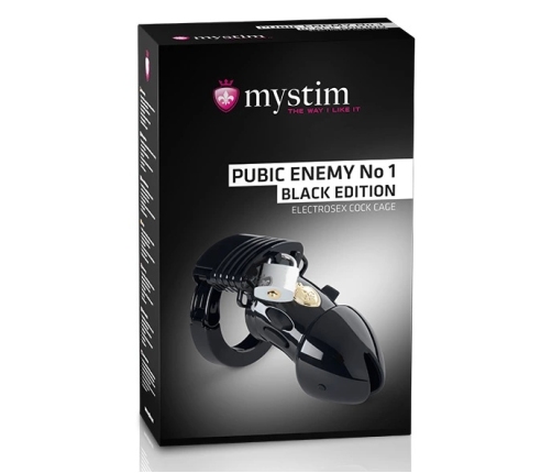 Mystim Pubic Enemy No 2 Black Edition - Adjustable Electro Chastity Cage