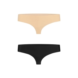 Bye Bra Invisible Thong S Nude & Black 2-Pack - Seamless Comfort
