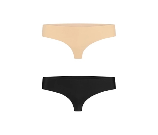 Bye Bra Invisible Thong S Nude & Black 2-Pack - Seamless Comfort