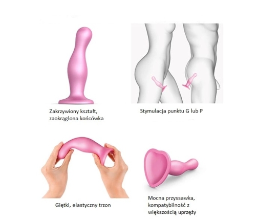 Strap-On-Me - Dildo Plug Curvy Metallic Sugar Pink L