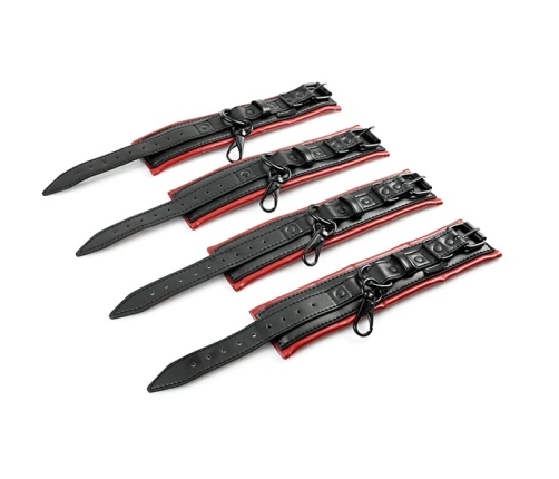 Sportsheets Saffron Adjustable Hog Tie & Cuff Set, Red-Black, Vegan Leather