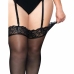 Leg Avenue Black Nylon Stockings Plus Size with Elegant Lace Top