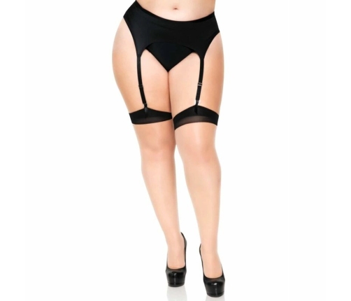 Leg Avenue Plus Size Two-Tone Sheer Thigh Highs with Backseam & Cuban Heel