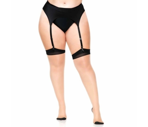 Leg Avenue Plus Size Two-Tone Sheer Thigh Highs with Backseam & Cuban Heel