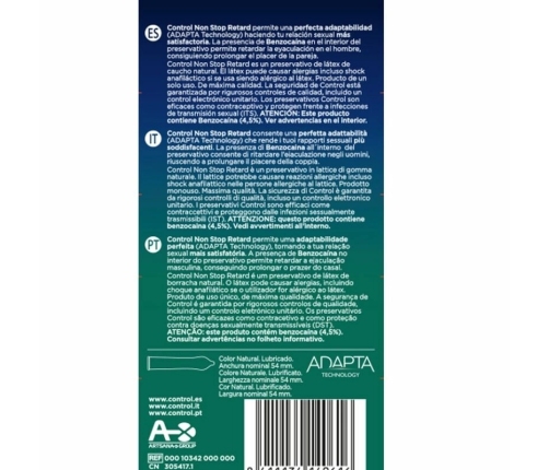 Control Non Stop Retard 12-Pack Latex Delay System Condoms 54mm